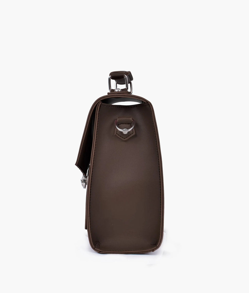 Dark brown push-lock messenger bag