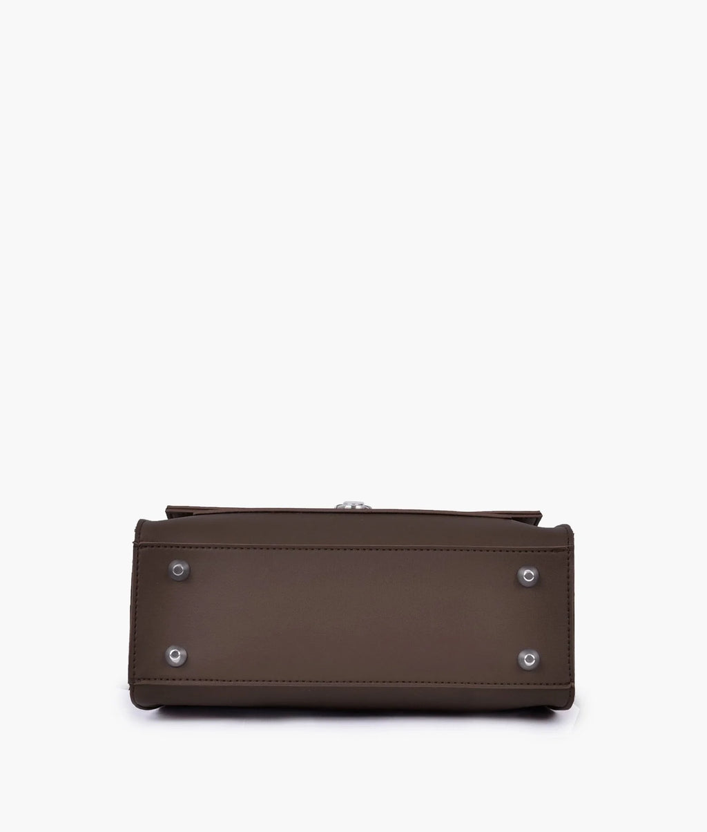 Dark brown push-lock messenger bag