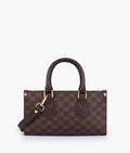 Dark brown checkered on-the-go mini bag