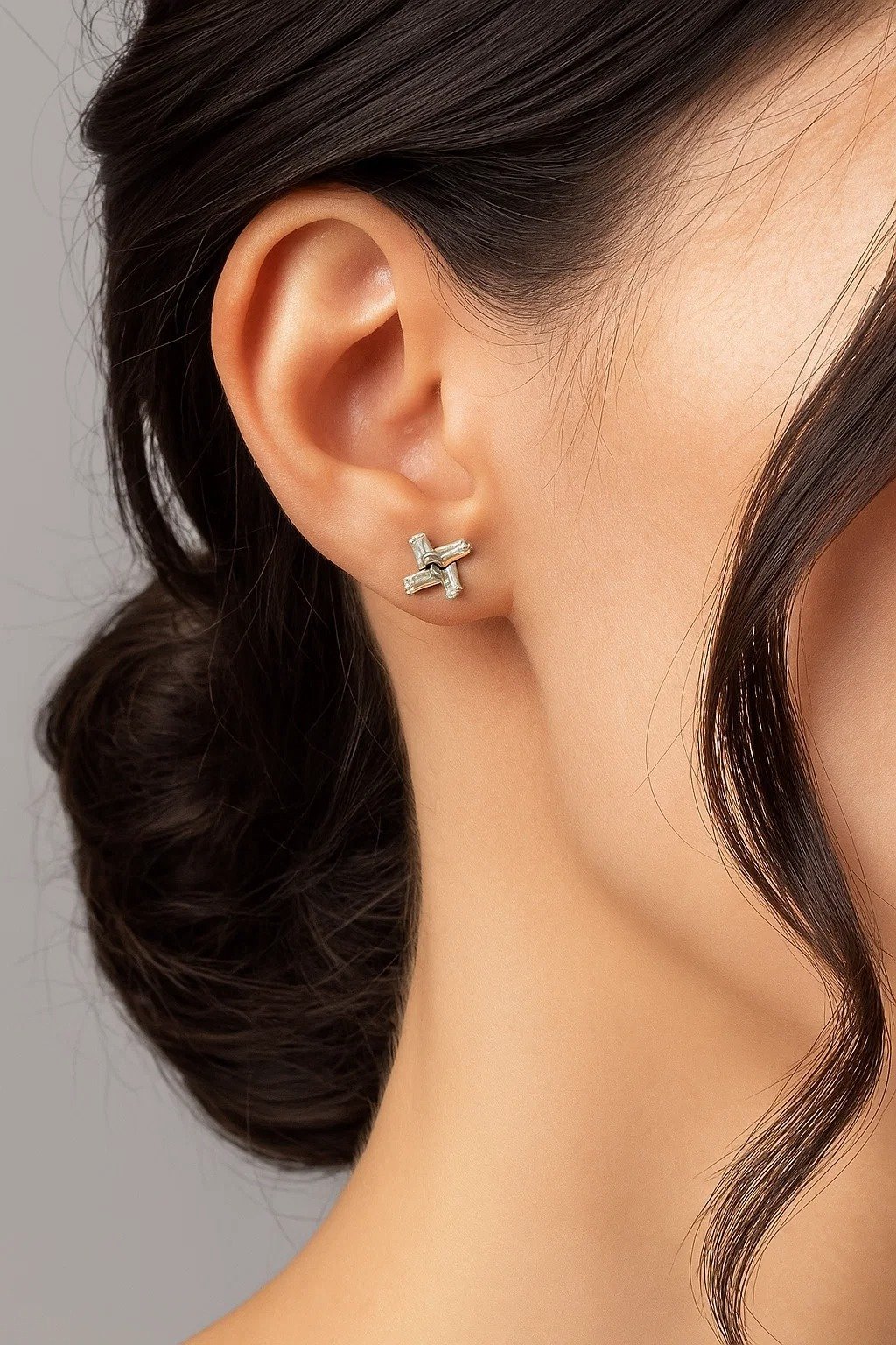 Baguette Cross Studs