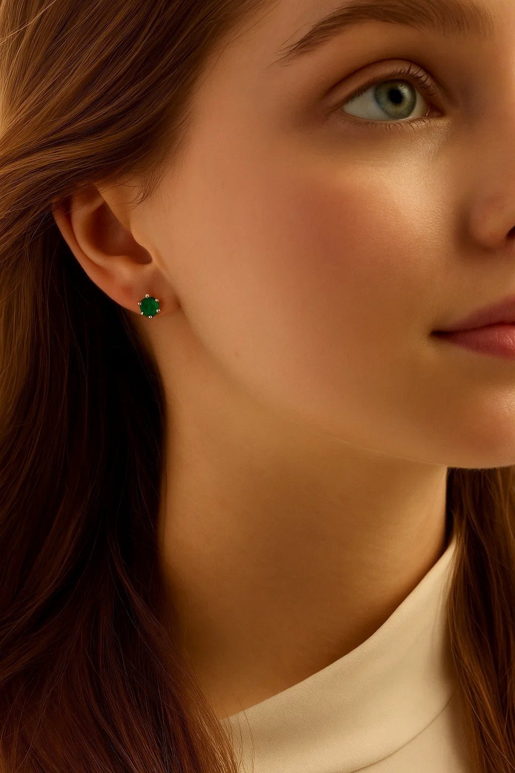 Green Solitaire Studs