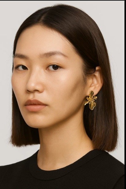 Floral Gold Statement Earrings
