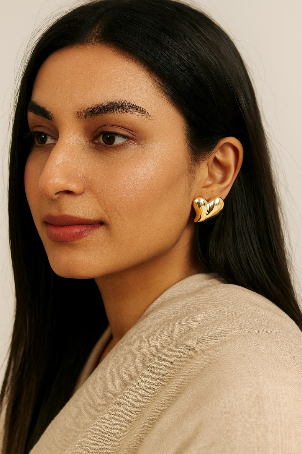 Heart-Shaped Gold Earrings