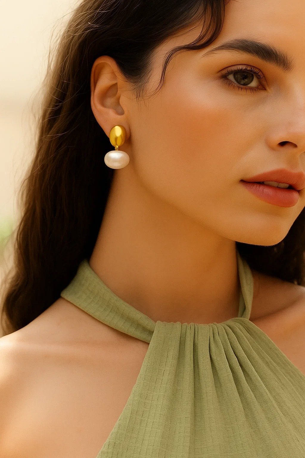 Golden Pearl Drop Earrings