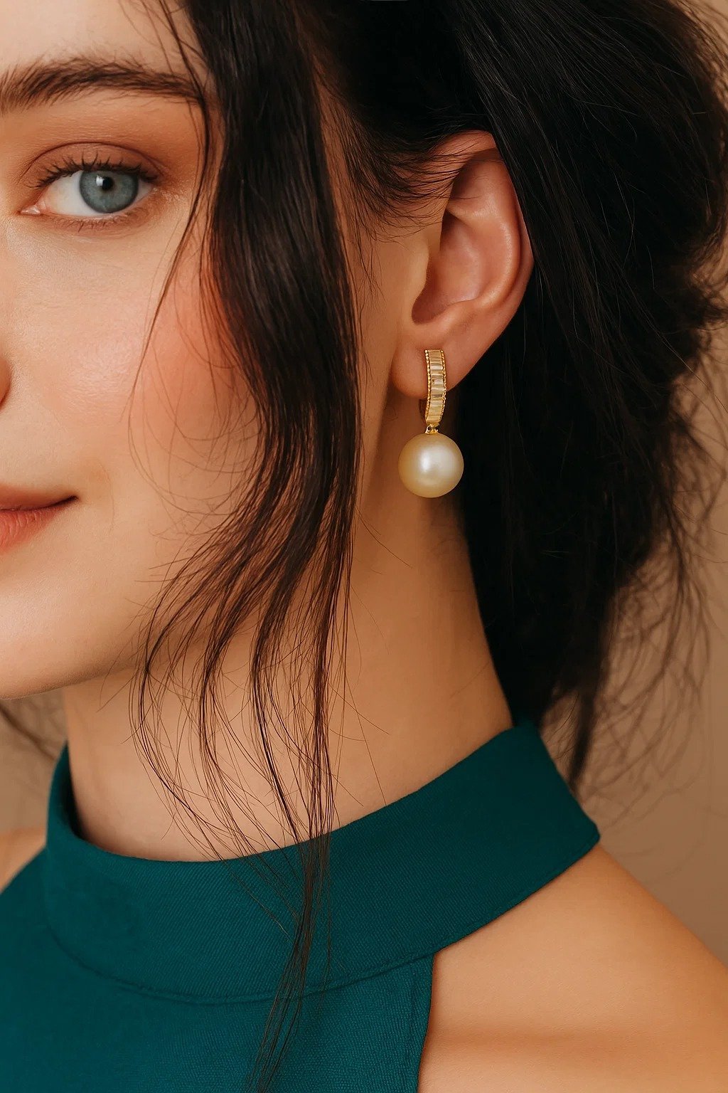 Luxe Pearl Hoop with Gold Accents