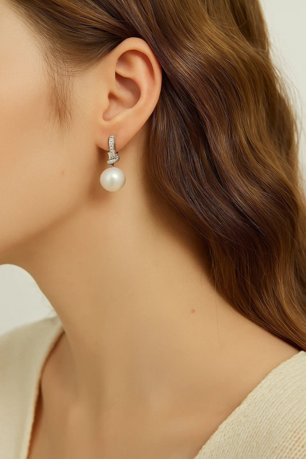 Silver-Set Pearl Drop Earrings