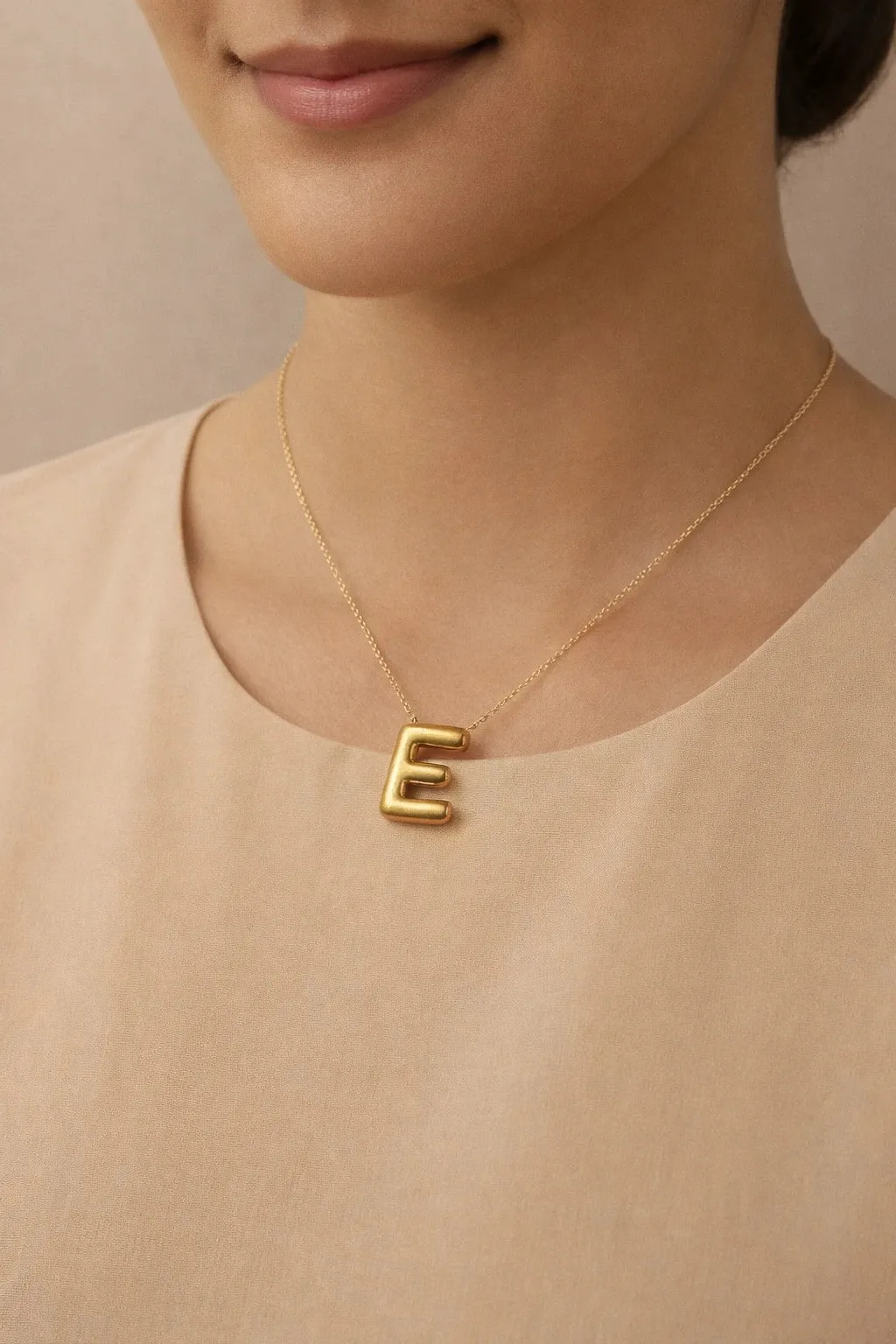 Puffed Letter Pendant Necklace