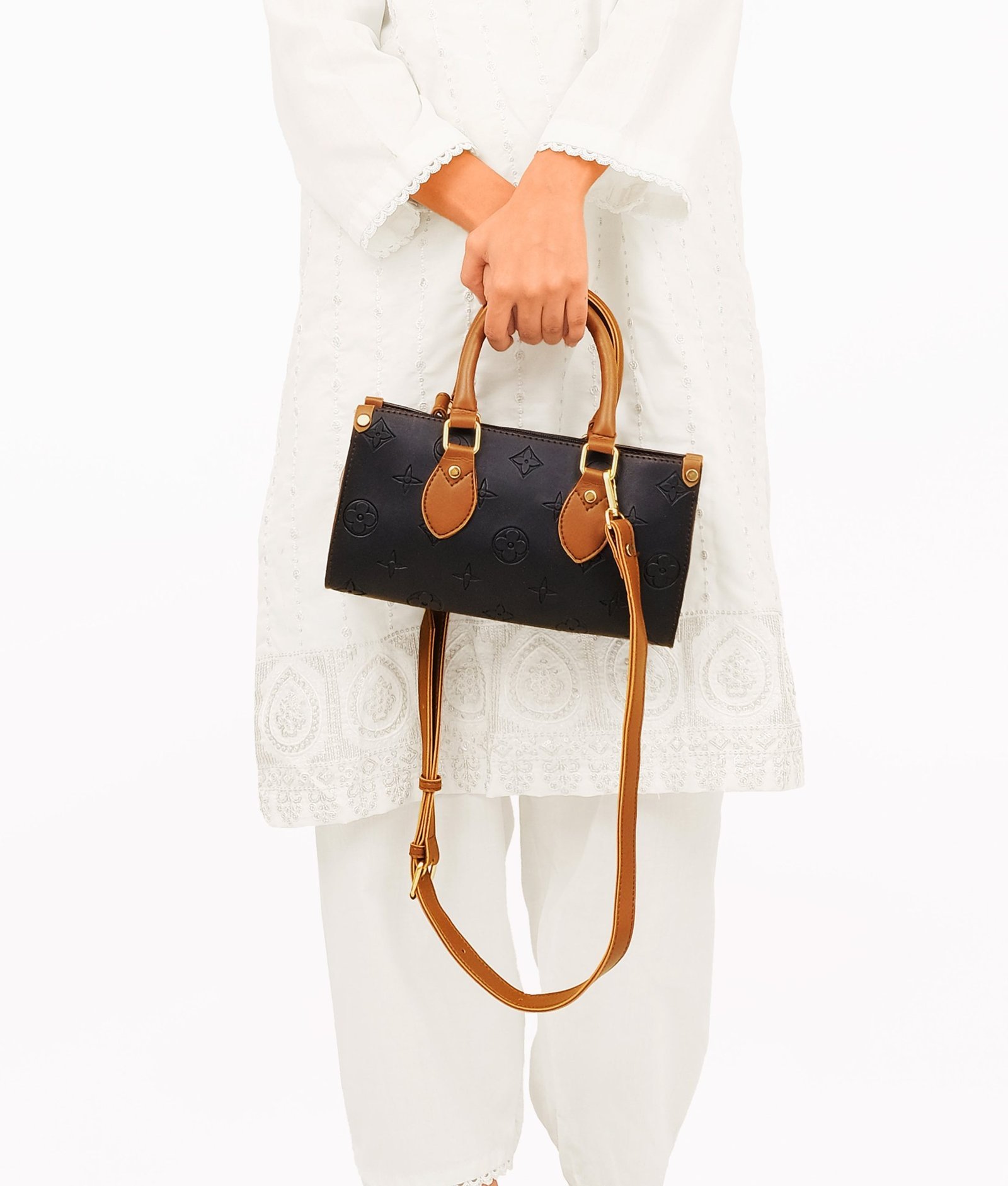 Black and brown on-the-go mini bag