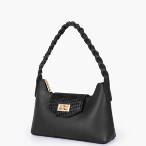 Black purse with braided strap