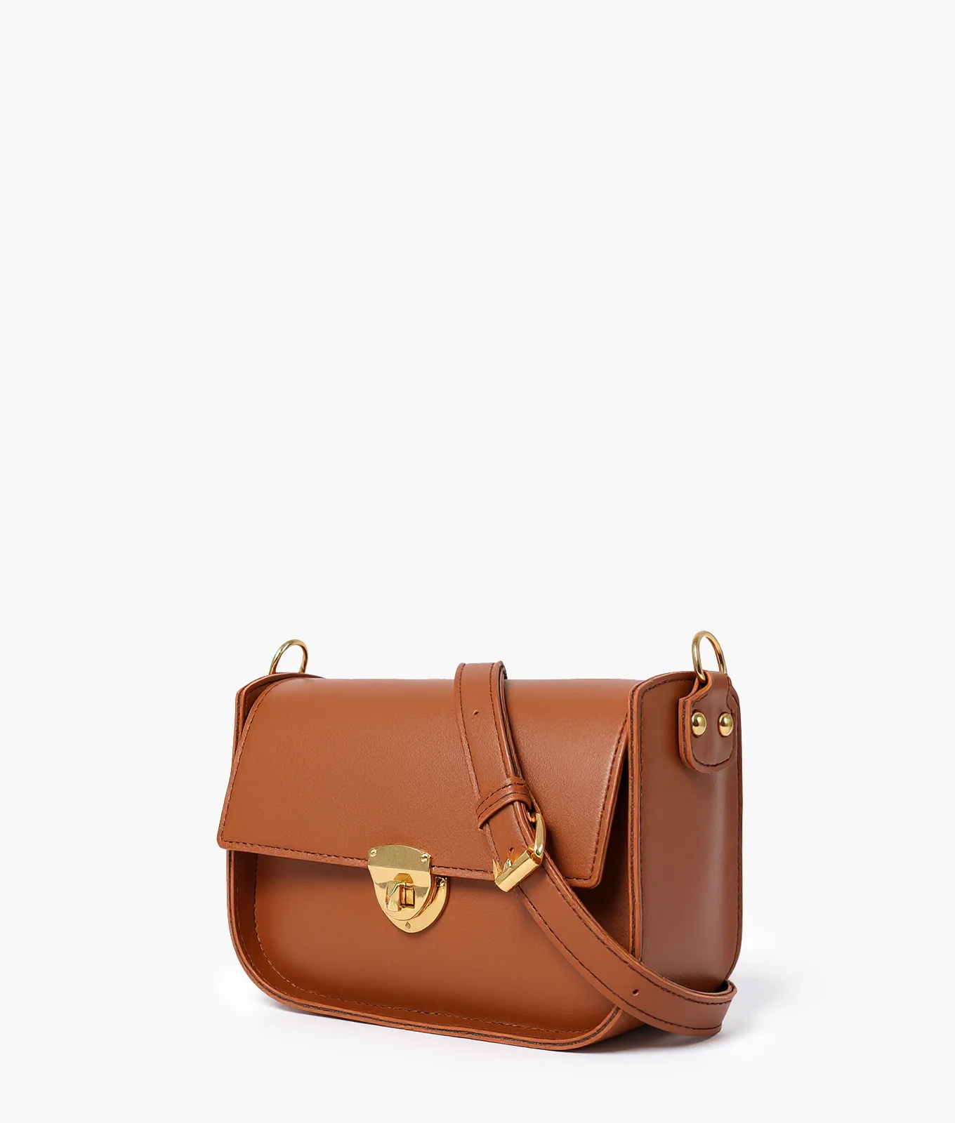Brown saddle bag with twist lock