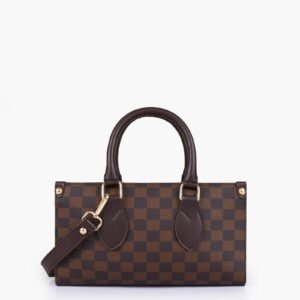 Dark brown checkered on-the-go mini bag
