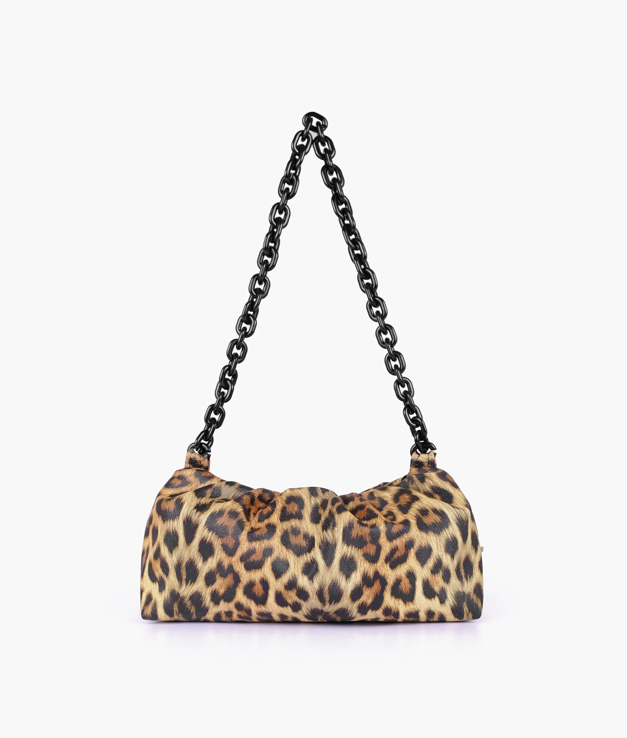 Beige leopard print cloud bag