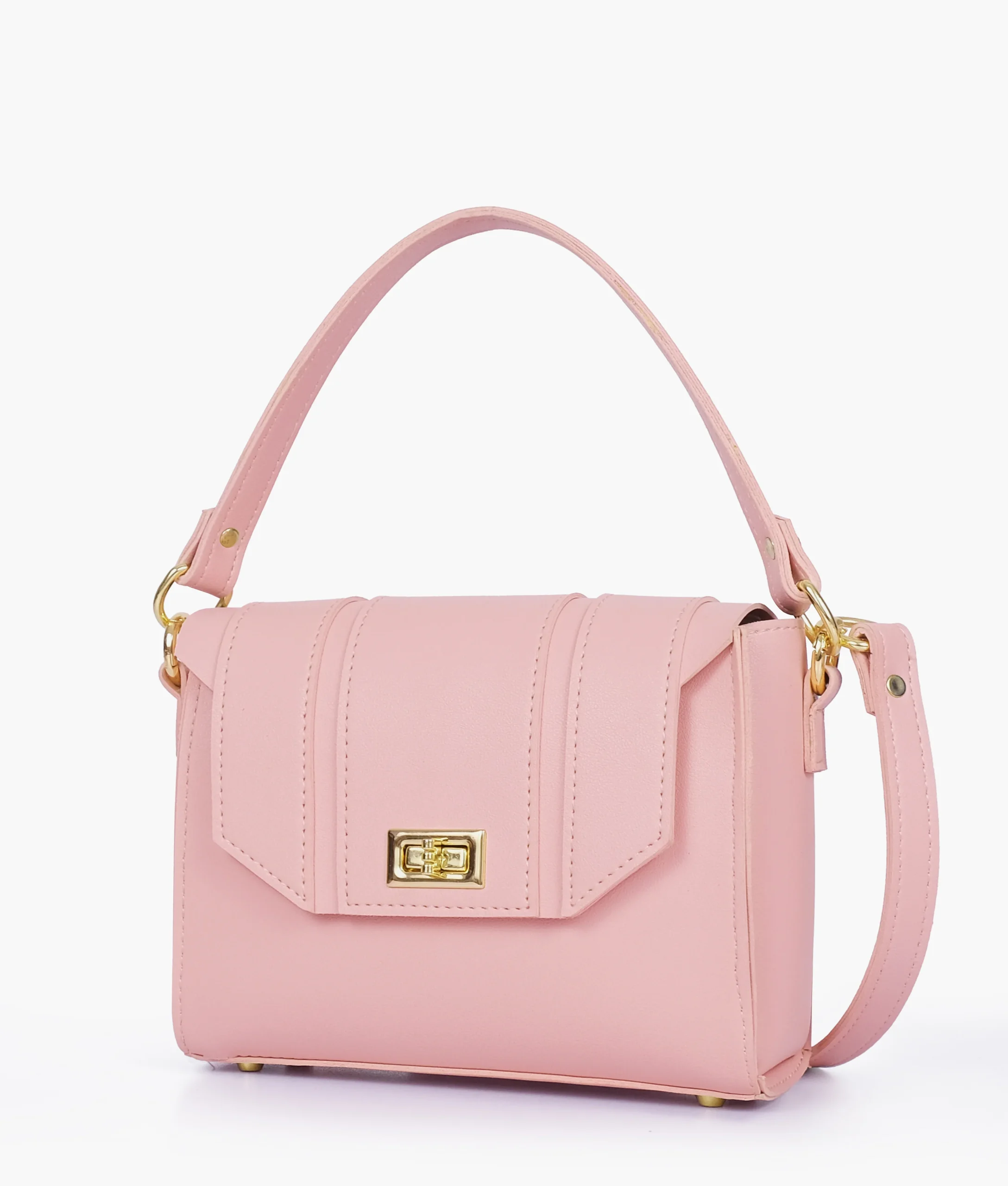 Pink compact top-handle cross-body bag