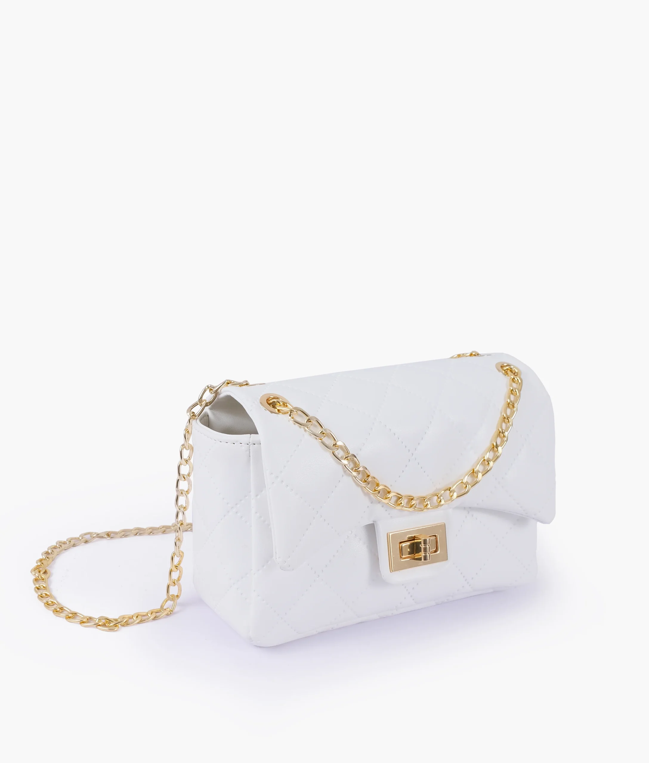 White quilted mini bag with chain